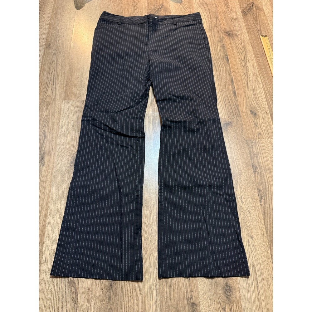 Star City Pants Women Size 11 Black Pinstripe Trousers Flare Leg Stretch